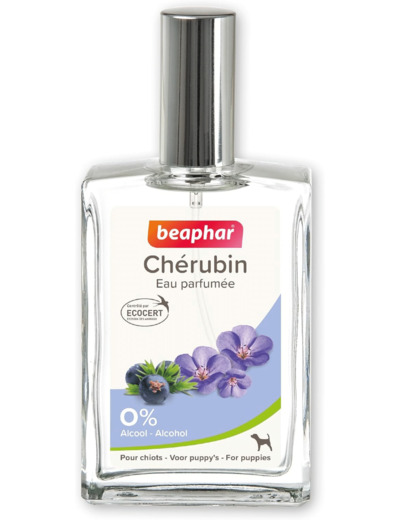 BEAPHAR – CHÉRUBIN – Eau Parfumée labellisée ECOCERT pour Chiot – avec 98% d'ingrédients d'origine Naturelle – Dépose Une Odeur délicate sur Le Pelage – Fabriquée en France – sans Alcool – 50 ML