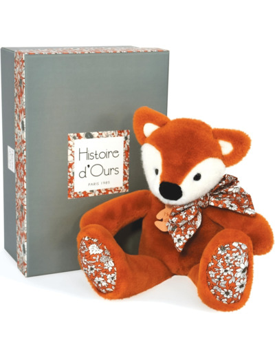 Histoire d'Ours - Peluche Renard - Copains Câlins - Boîte Cadeau - Orange - 25 Cm - Douce et Mignonne - Idée Cadeau de Naissance et Anniversaire Fille et Garçon - HO3124 Renard 25 cm Orange