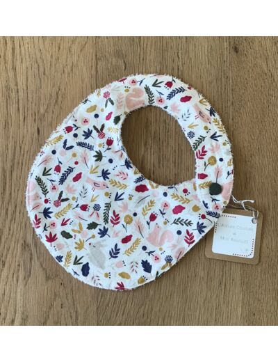 Bavoir rond bébé en tissu éponge de bambou et tissu coton petites cerises