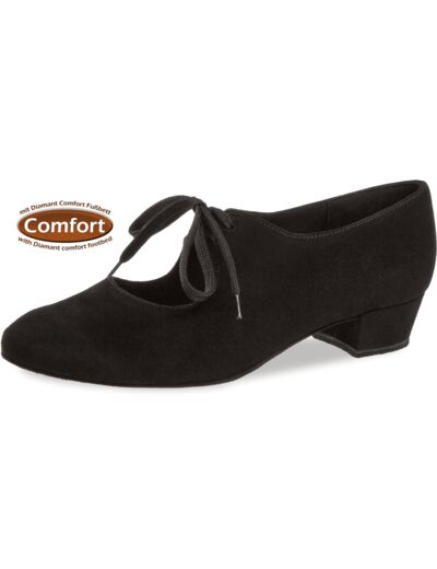 057-029-001 - Chaussures de danse en nubuck noir, semelle confort, talon 3cm - Diamant