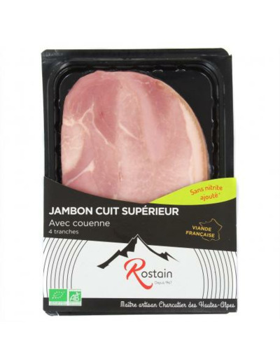 Jambon cuit supérieur avec couenne 4 tranches - Abc Bio