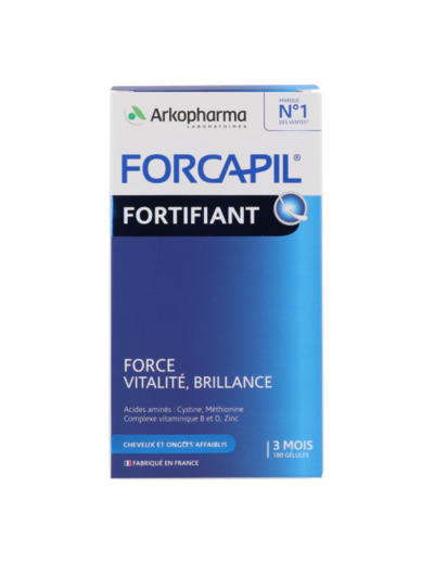 Forcapil fortifiant, pour cheveux et ongles affaiblis, 3 mois, 180 gélules