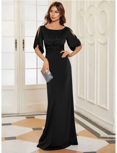 Robe de soirée élégante en mousseline de soie noire