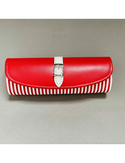 Etui à Lunettes Nautic Arrondi De La Marque L'Atelier Du Vieux Bourg Rouge Motif Marin