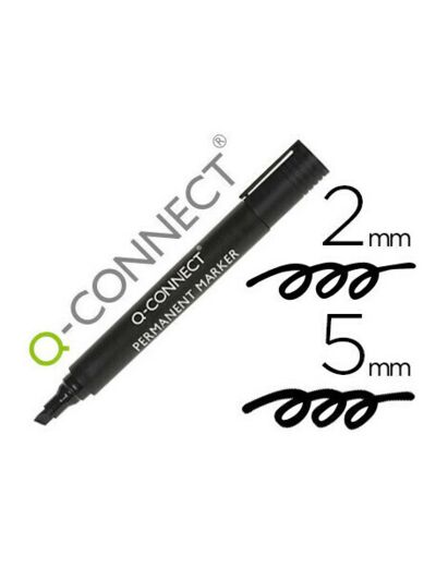 Marqueur noir permanent  Q CONNECT permanent pointe biseautée  tracé 5mm