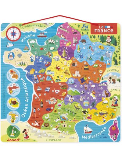 Janod - Puzzle Carte de France Magnétique - 93 Pièces Aimantées - Puzzle Enfant - Découvrir et Mémoriser - Jeu Éducatif - Dès 7 Ans Maman et bébé