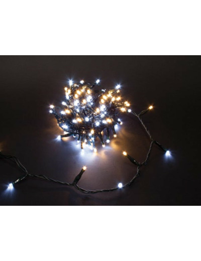 Guirlande 300 LED - blanc et blanc chaud - câble vert - modulateur - 24 V