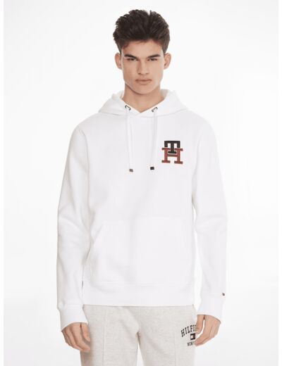 Sweat à capuche Tommy Hilfiger blanc en coton bio