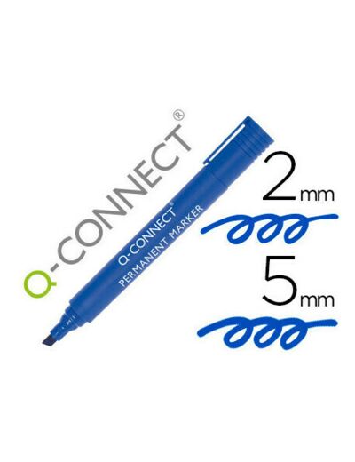 Marqueur bleu permanent  Q CONNECT permanent pointe biseautée  tracé 5mm