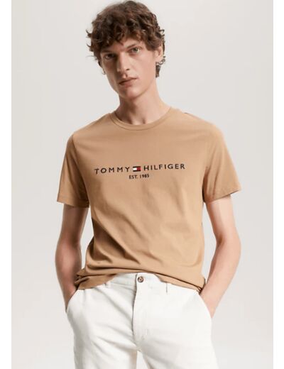 T-Shirt Tommy Hilfiger ajusté marron en coton bio