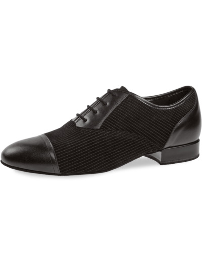 077-075-165 - Chaussures de danse en cuir et nubuck noir talons 2cm - Diamant