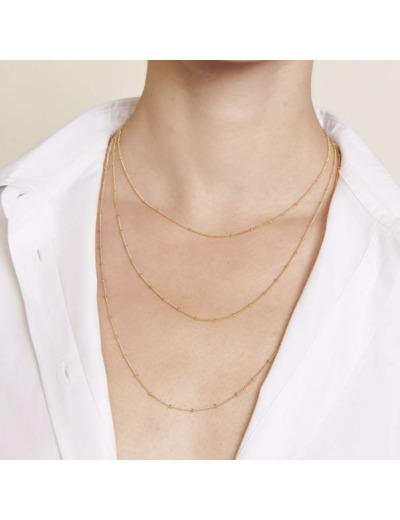 COLLIER CHAINE BOULES DORE 40 CM - dorée à l'or fin 24 carats - EMOI EMOI