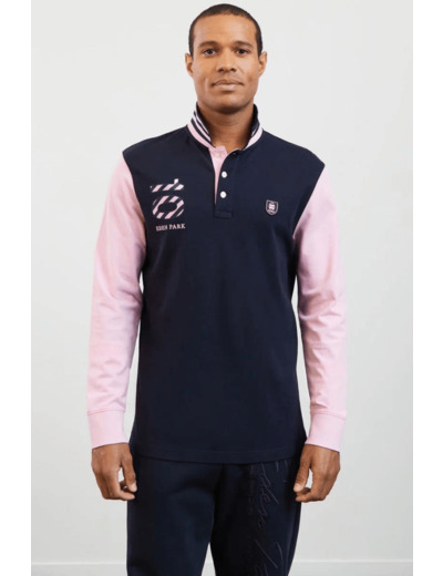 Polo manches longues bicolore Eden Park rose