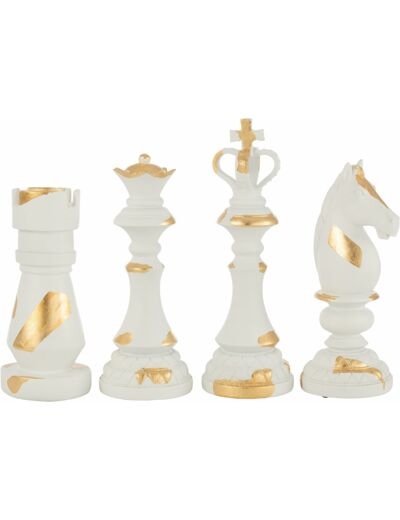 J-Line Piece D'echec Resine Creme/Or Large Assortiment De 4