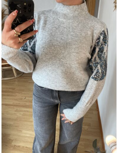 Pull Gris à sequins