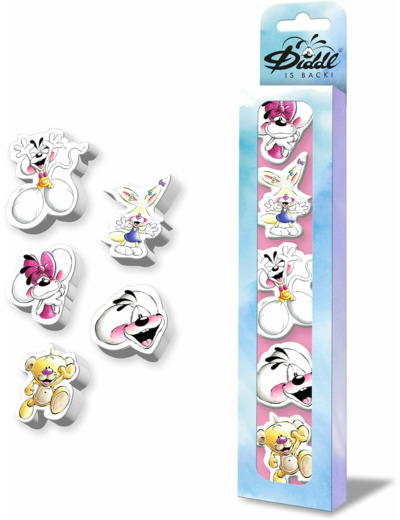 DIDDL - Set gommes 3D Diddl - 5 Gommes Originales Trop Mignonnes - Accessoires Papeterie Rigolos et Colorés - Idée Cadeau Mignonne Enfant & Fan Nostalgique des Années 90