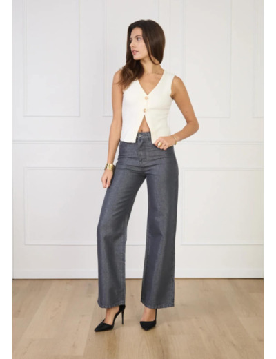Jean droit avec lurex effet métallisé