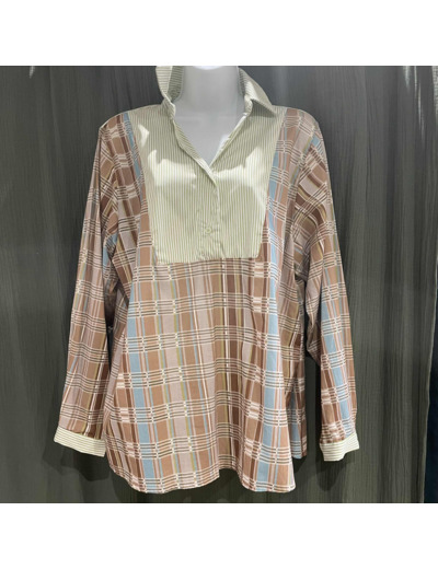 Chemise Femme Patchwork Tons Doux | Chemise Originale Chic & Versatile | Style Bohème