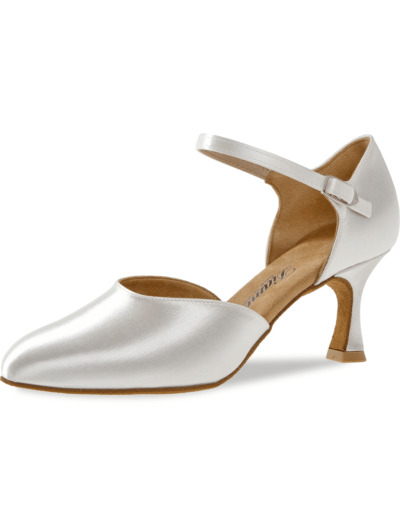 051-085-092 - Chaussures de danse en satin blanc pour mariage, talon évasé 6,5cm - Diamant