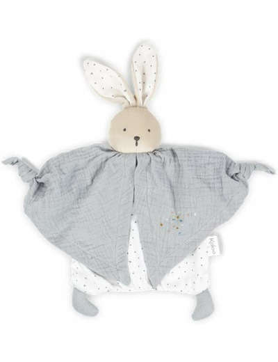 Kaloo  Doudou Lapinou en Coton Bio Blanc/Gris