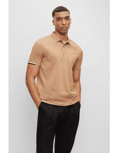 Polo à liserés BOSS beige