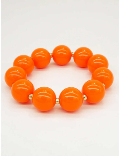 Bichou perles rondes colorées et dorées - Orange