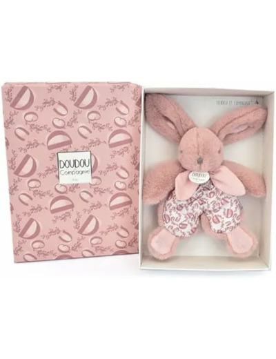 Doudou et Compagnie - LAPIN DOUDOU - Peluche Doudou Lapin - Rose - 18 cm - Pour Enfants Filles et Garçons dès la Naissance - Boîte Cadeau Incluse pour Offrir - Garantie Doudou Perdu - DC4153