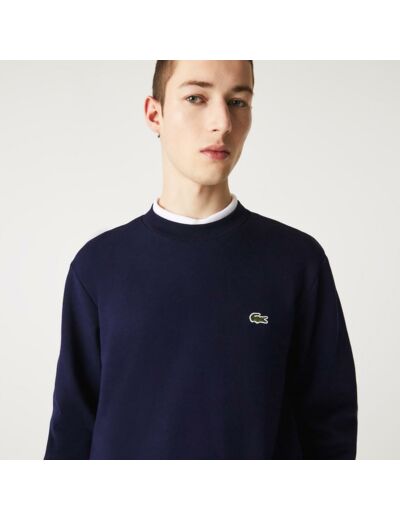 Sweat Lacoste marine en molleton de coton bio