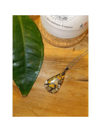 Collier JASPE BUMBLEBEE taillée + chaîne M2 - LITHOSPHERE FRANCE - Sur le trottoir d'en face