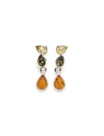 Boucles d'oreilles argent et ambre Magie d'Or