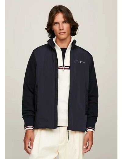 Sweat zippé Tommy Hilfiger marine en coton bio