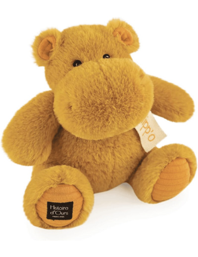 Histoire d'Ours - Peluche Hippopotame - Hippo - Ocre - 25 Cm - Peluche Douce et Mignonne pour les Calins - Idée Cadeau de Naissance et Anniversaire pour Fille et Garçon -