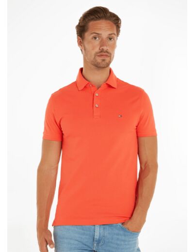 Polo Tommy Hilfiger ajusté orange en coton bio