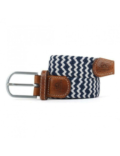 Ceinture tressée Billybelt blanche et bleue en cuir