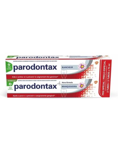 Parodontax Dentifrice Blancheur, Contre Le Saignement Occasionnel Des Gencives, Goût Amélioré, Lot de 2x75 ml