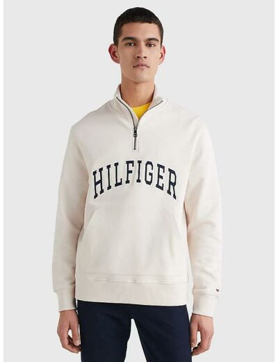 Sweat demi zip Tommy Hilfiger blanc