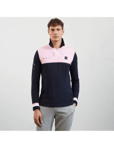 Polo manches longues colorblock Eden Park rose