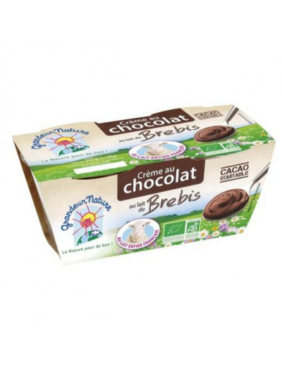 Crème dessert chocolat au lait de brebis 2x100g - Abc Bio