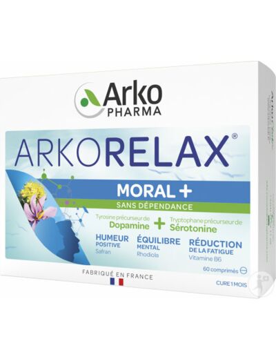 ARKORELAX moral plus, sans dépendance, humeur positive/équilibre mental/réduction de la fatigue, ARKOPHARMA, 60 comprimés