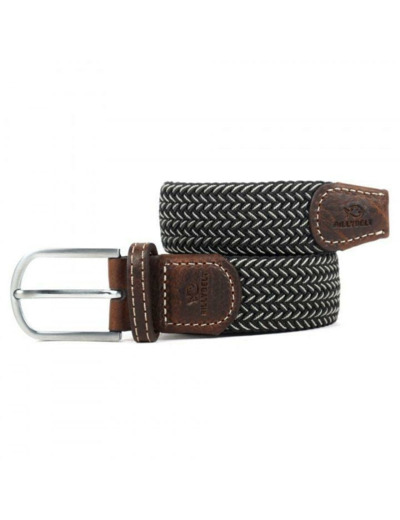 Ceinture tressée bicolore Billybelt noire et blanche en cuir