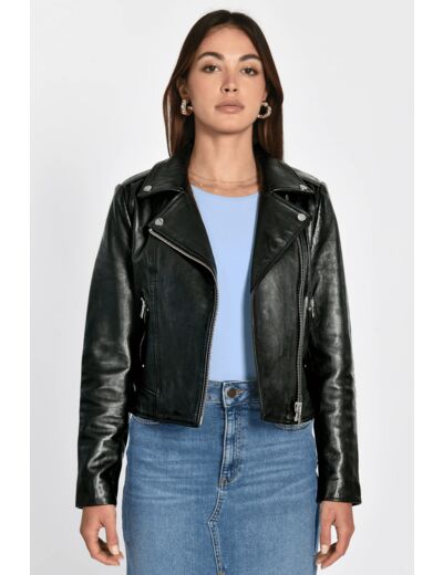 BLOUSON PERFECTO CUIR ROCK BLACK