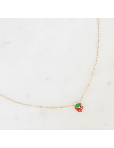 Collier enfant fraise émaillée