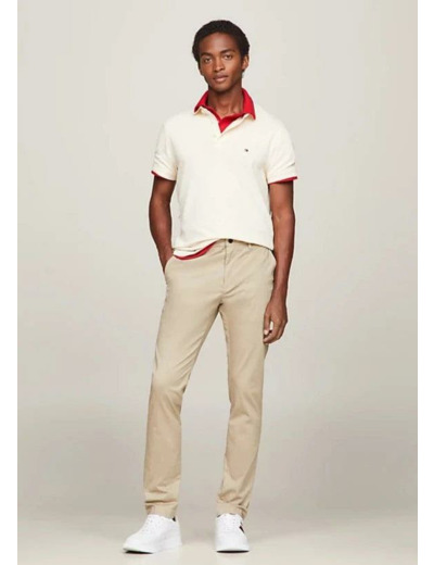 Pantalon chino Tommy Hilfiger beige en coton bio stretch