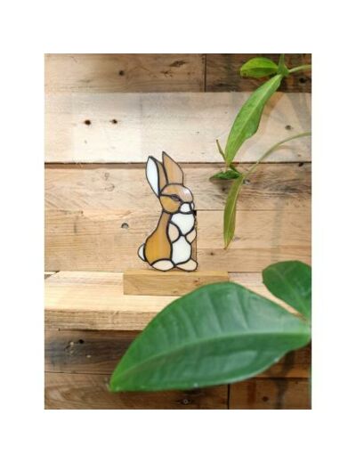 LAPIN vitraux Tiffany sur socle - JEFF - SUR LE TROTTOIR D'EN FACE