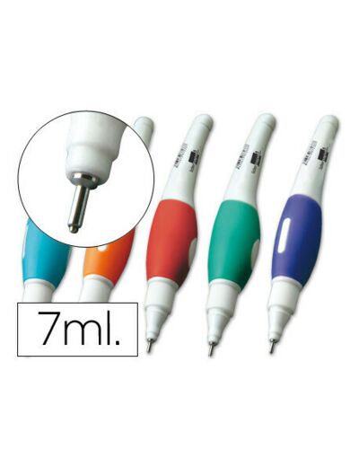 Stylo correcteur LIDERPAPEL pointe métal 1.6mm grande précision coloris assortis 7ml.