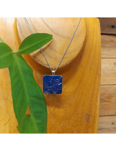 Collier en bois - BLEU ET ARGENT - BL01 - C'EST DANS L'AME - Sur le trottoir d'en face