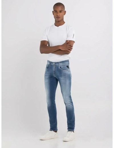 Jean slim Replay bleu délavé en coton stretch