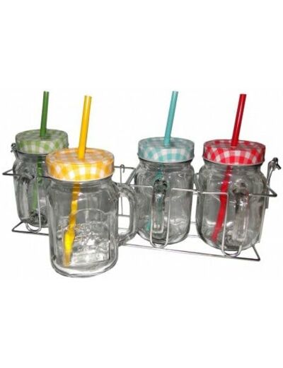 Antic Line Porte Mugs avec 4 Mugs en Verre