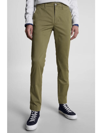 Pantalon chino slim Tommy Hilfiger kaki en coton bio stretch