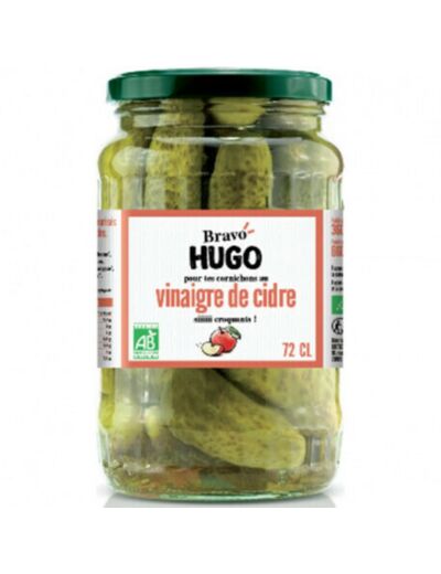 Cornichons vinaigre de cidre bio BRAVO HUGO - Abc Bio